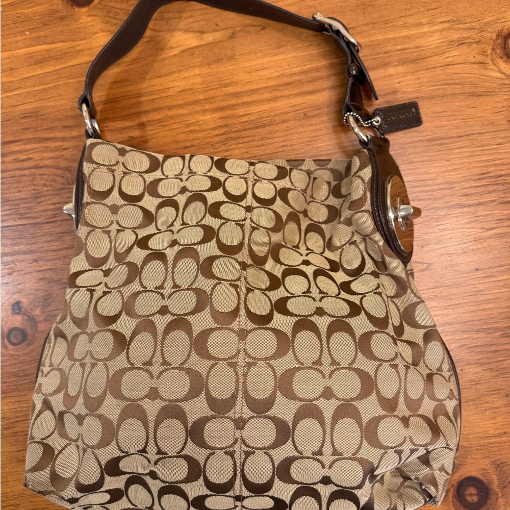 Coach Brown Canvas Hobo Shoulder Bag